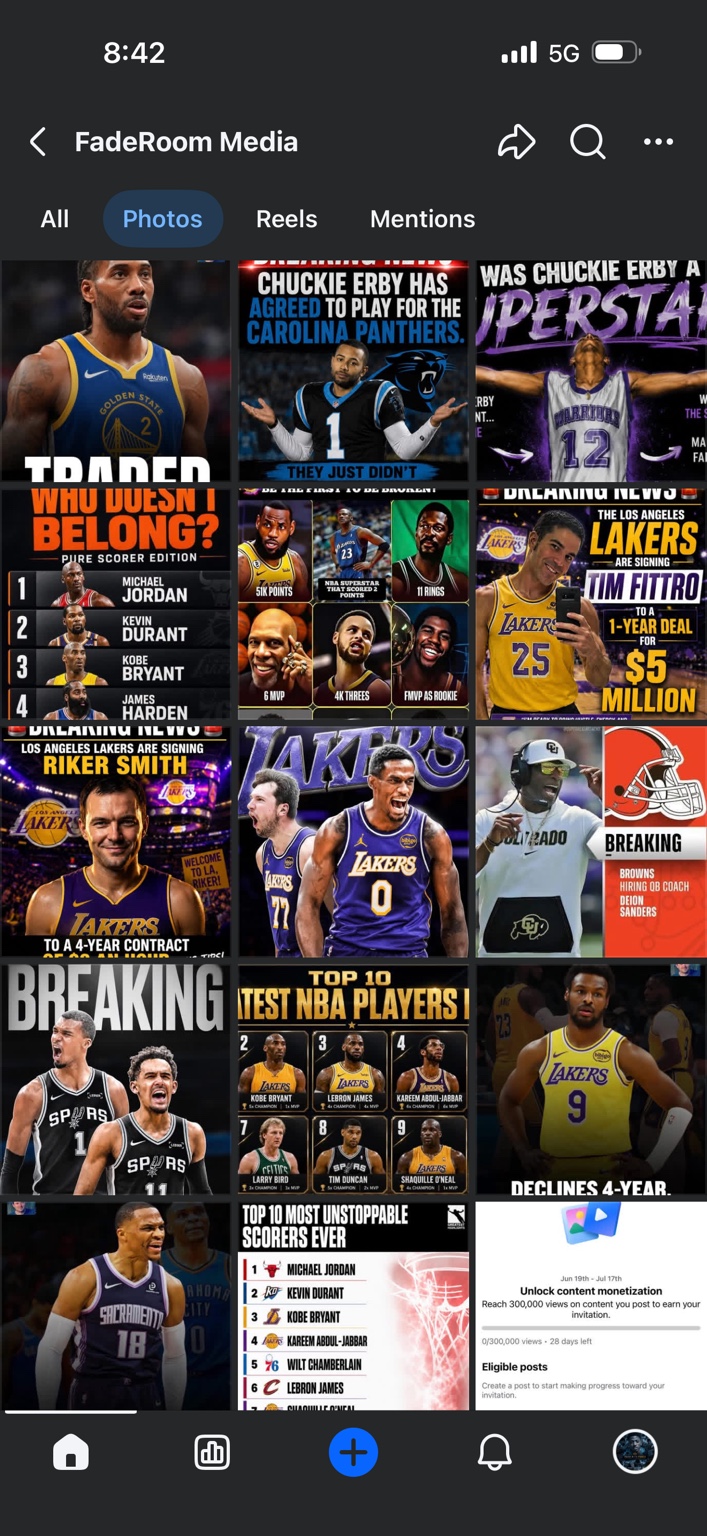 FadeRoom Media sports graphics and athlete debate posts