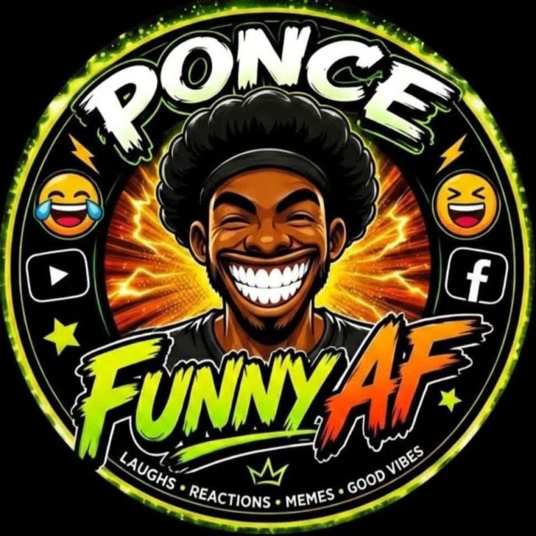 Ponce Funny AF logo with laughs, reactions, memes and good vibes branding