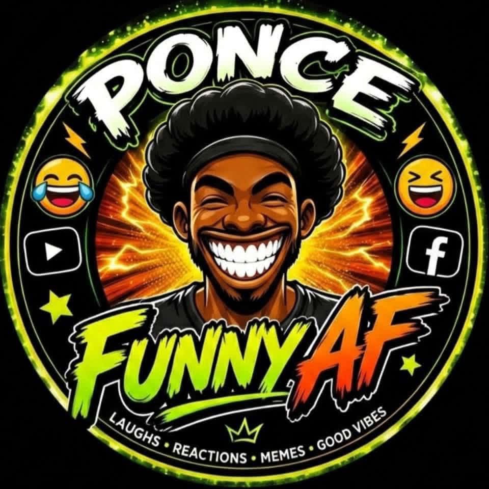 Ponce Funny AF logo with laughs, reactions, memes and good vibes branding