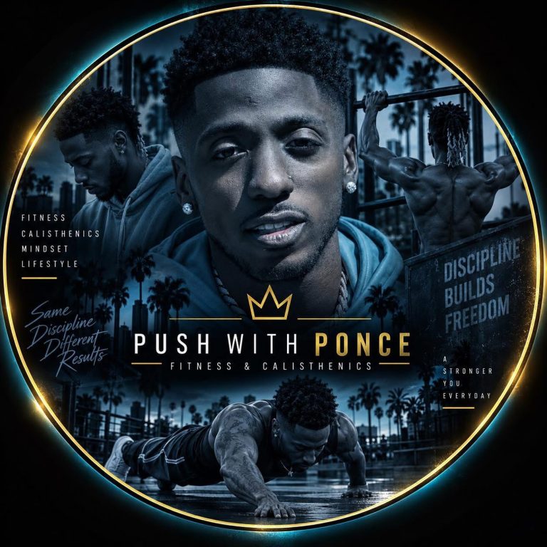 Push With Ponce fitness and calisthenics branding with discipline and lifestyle imagery