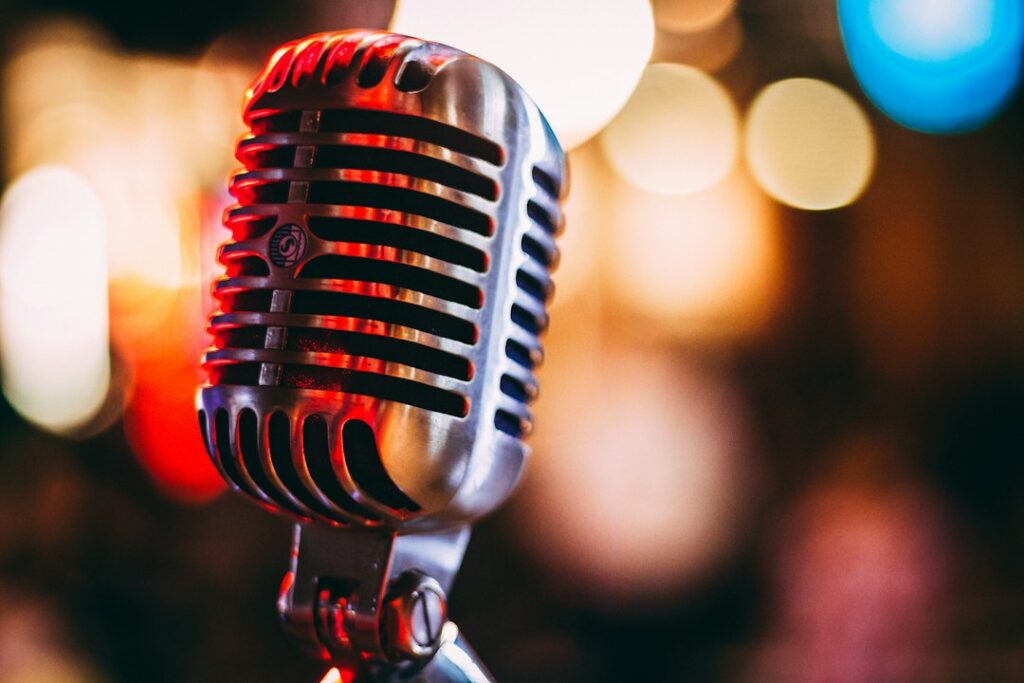 Illustrative recording studio and microphone, not Chaka Khan