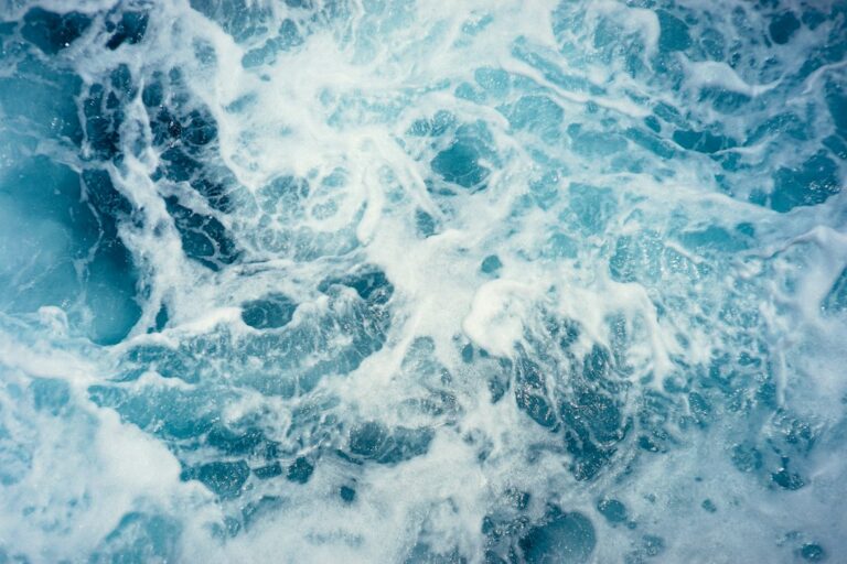 Illustrative ocean waves, not a blue whale or acoustic study site