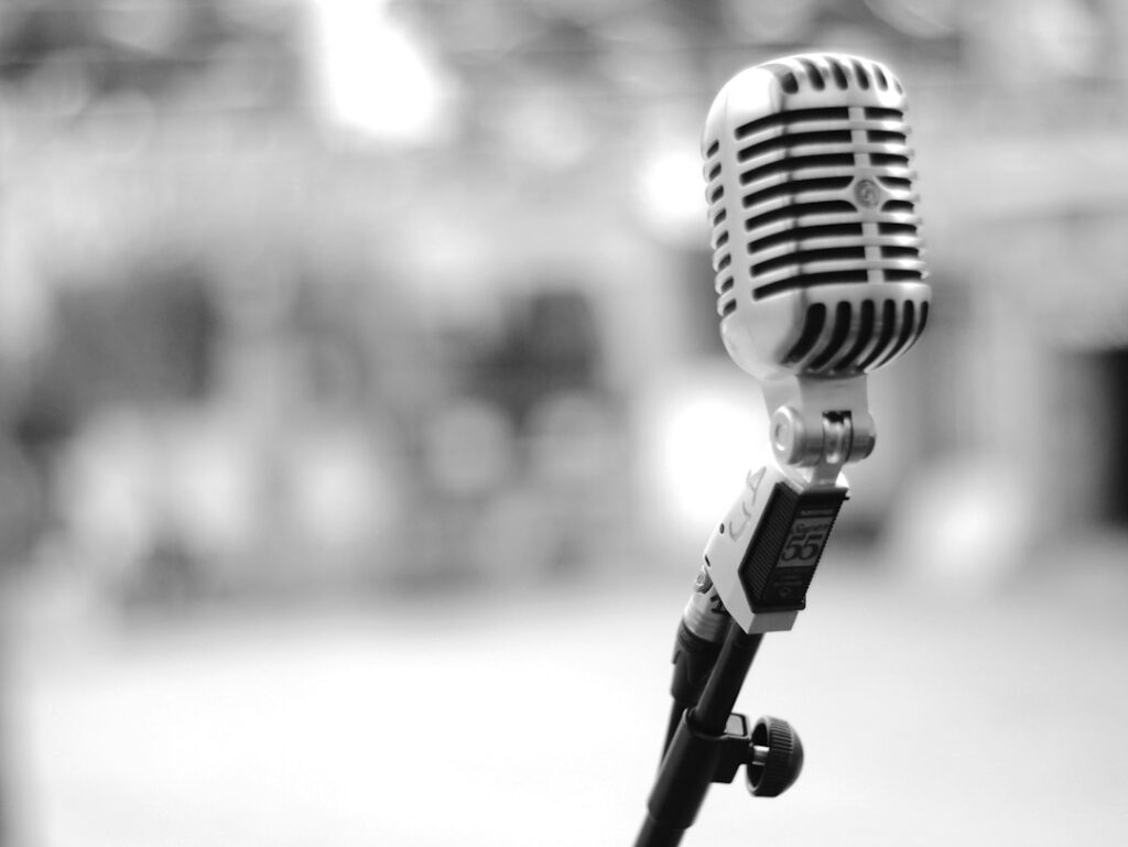 Vintage studio microphone; illustrative photograph, not Holland Taylor or a Two and a Half Men set